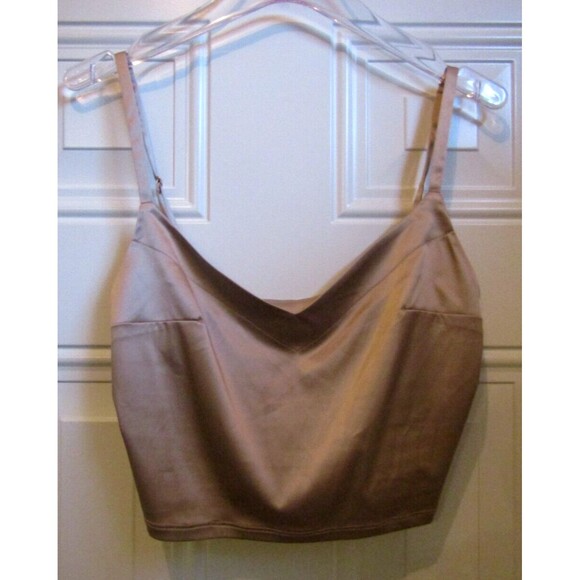 Murmur Designer Camisole Satin Nude Cropped Top Adjustable Straps Retail $247 S - Picture 3 of 7